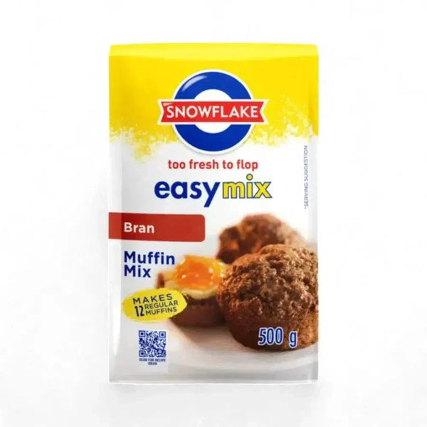 Snowflake EasyMix Bran Muffin Mix 500g pouch on a white background