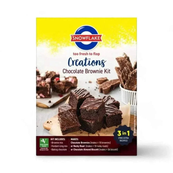 Snowflake Creations Chocolate Brownies baking kit with mix, icing, and chocolate for rich, fudgy treats