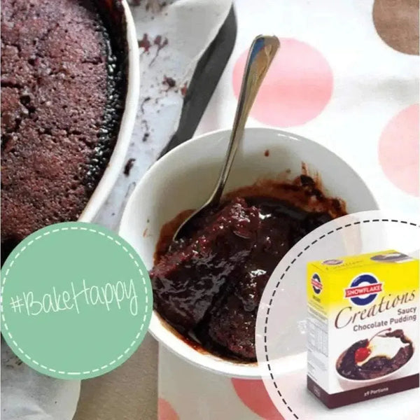 Snowflake Creations Saucy Chocolate Pudding 510g baking kit with rich chocolate flavor and three dessert options