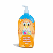 Clicks Made 4 Tots Mango 3-in-1 body wash shampoo and conditioner pump bottle for kids