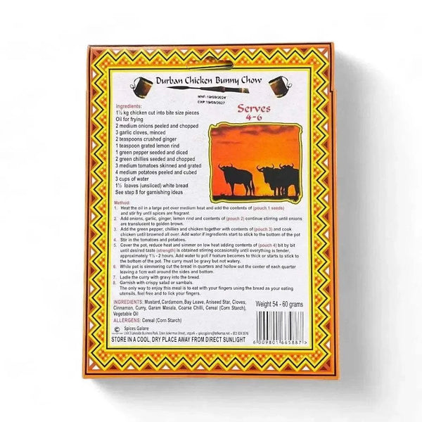 Taste of Africa Durban Chicken Bunny Chow spice mix 60g packaging