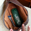 Woesmooi Genuine leather brown shaving bag for men with vintage design