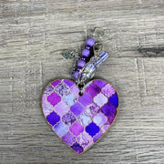 Key Tag - Wooden Heart with Purple Patterns - Something From Home - South African Shop