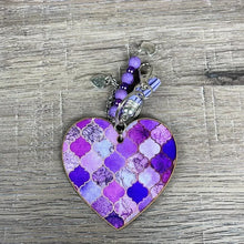 Key Tag - Wooden Heart with Purple Patterns - Something From Home - South African Shop