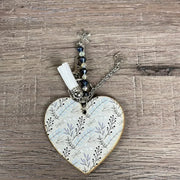 Key Tag - Wooden Heart with White, Black and Light Blue Stems - Something From Home - South African Shop