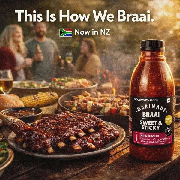 Woolworths Sweet & Sticky Braai Marinade 750ml bottle for South African braai BBQ dishes