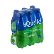 aQuellé Apple Flavoured Sparkling Water six-pack of 500ml bottles angled view